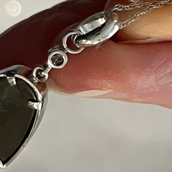 14k Ammolite and Diamond White Gold Pendant Necklace - Picture 6 of 17